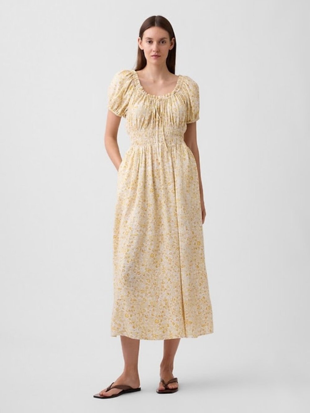 Gap Puff Sleeve Ditsy Floral Print Maxi Dress Summer Spring Church Easter